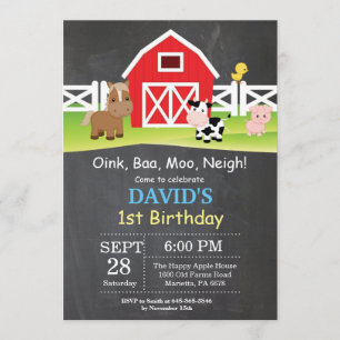 Chalkboard Farm Anniversaire Invitation Barnyard P