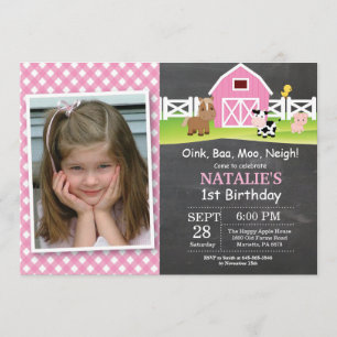 Chalkboard Farm Anniversaire Invitation Barnyard P