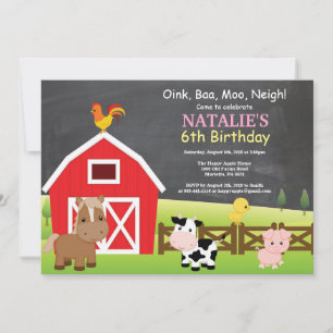 Chalkboard Farm Anniversaire Invitation Barnyard P