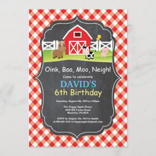 Chalkboard Farm Anniversaire Invitation Barnyard P