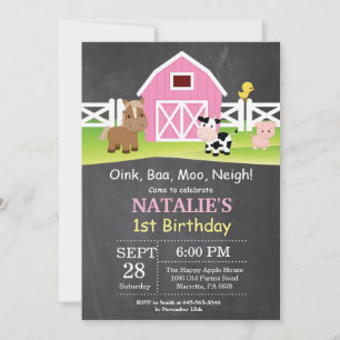 Chalkboard Farm Anniversaire Invitation Barnyard P
