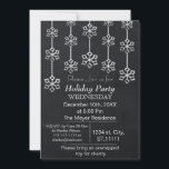 Chalkboard Fête Invitation<br><div class="desc">Flammes de neige en tableau,  Dîner de Noël,  Fête de Noël Invitation</div>