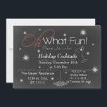 Chalkboard Fête Invitation<br><div class="desc">Chalkboard oh quel plaisir ! Cocktails de vacances,  Noël Fête Invitation</div>