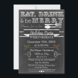 Chalkboard Fête Invitation<br><div class="desc">Tableau noir Manger,  Boire & être Joyeux,  Dîner de vacances,  Noël Fête Invitation</div>