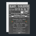 Chalkboard Fête Invitation<br><div class="desc">Tableau noir Manger,  Boire & être Joyeux,  Dîner de vacances,  Noël Fête Invitation</div>