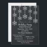 Chalkboard Fête Invitation<br><div class="desc">Flammes de neige en tableau, Dîner de Noël, Fête de Noël Invitation</div>
