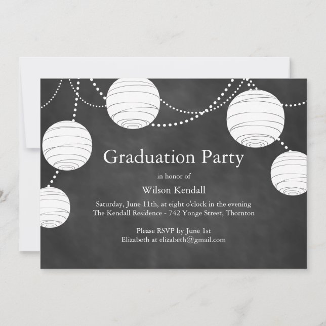 Chalkboard Fête Lanternes Graduation Invitation (Devant)