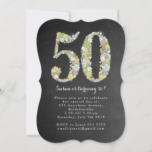 Chalkboard Floral 50e anniversaire Invitation de l