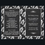 Chalkboard Floral Leaf Wedding Programme<br><div class="desc">Ces programmes de mariage sont parfaits pour tout couple qui planifie une célébration de mariage élégante. Le design floral peut être personnalisé pour votre événement spécial et sera la commande parfaite pour toute soirée botanique à thème, y compris : douches nuptiales, fiançailles, wedding showers, fêtes d'anniversaire et bien plus encore....</div>