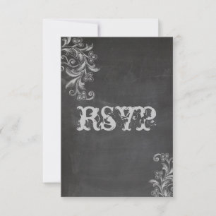 Chalkboard Floral RSVP Faire-part de mariage