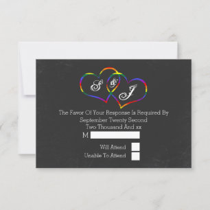 Chalkboard Gay pride Rainbow Hearts Mariage RSVP
