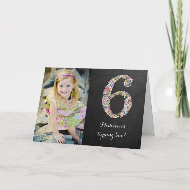 Chalkboard Girls Floral 6e anniversaire Invitation (Devant)