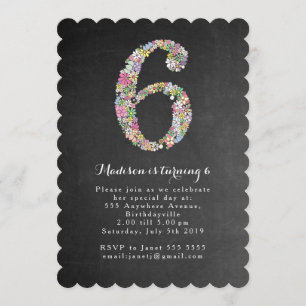 Chalkboard Girls Floral 6e anniversaire Invitation