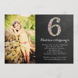Chalkboard Girls Floral 6e anniversaire Invitation
