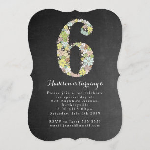 Chalkboard Girls Floral 6e anniversaire Invitation