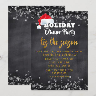 Chalkboard Gold Dinner Party Invitation