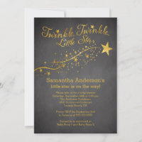 Chalkboard Gold Little Star Baby shower Invitation