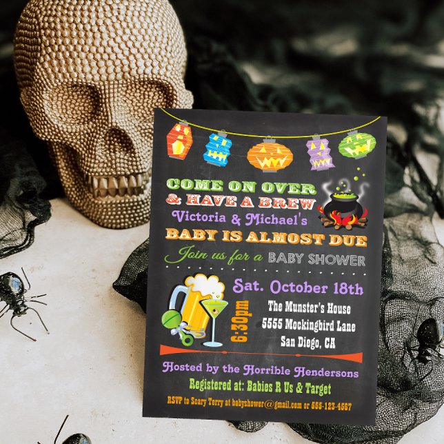 Chalkboard Halloween Baby Shower Invitations (Créateur téléchargé)