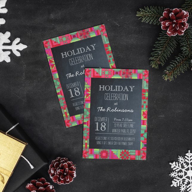 Chalkboard Holiday Quilt Party Invitation (Créateur téléchargé)