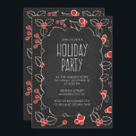 Chalkboard Holly Berries Fête Invitation<br><div class="desc">Invitation vos amis et votre famille à votre Fête de Vacances avec ces belles invitations Chalkboard avec un magnifique motif de baies sèches et vos détails de la fête écrite en police moderne. La plupart des éléments de conception peuvent être redimensionnés/déplacés/supprimés/modifiés selon votre choix/préférence.</div>