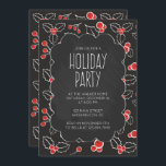 Chalkboard Holly Berries Fête Invitation<br><div class="desc">Invitation vos amis et votre famille à votre Fête de Vacances avec ces belles invitations Chalkboard avec un magnifique motif de baies sèches et vos détails de la fête écrite en police moderne. La plupart des éléments de conception peuvent être redimensionnés/déplacés/supprimés/modifiés selon votre choix/préférence.</div>