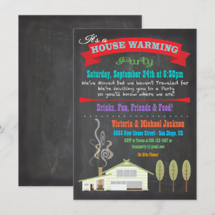 Chalkboard House Warming Party Invitations