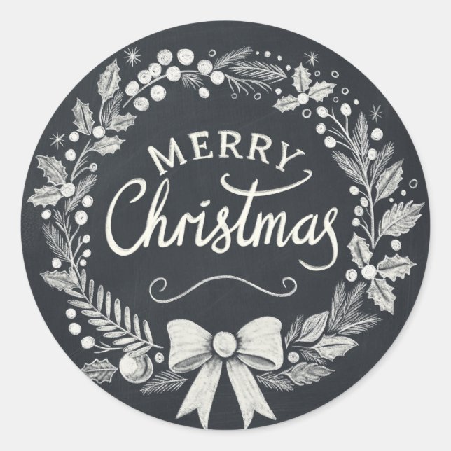 Chalkboard Joyeux Stickers Wreath de Noël (Devant)