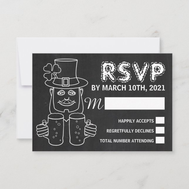 Chalkboard Leprechaun, St Patrick's Day Party RSVP (Devant)