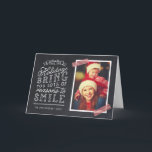 Chalkboard Letters Carte photo de vacances<br><div class="desc">Cartes photos de Noël imprimées sur mesure et abordables avec des modèles simples pour la personnalisation. Ce design amusant présente une jolie typographie de style lettré à la main sur un faux arrière - plan de tableau noir avec ruban lavi rayé rouge autour de votre photo. Le texte dit :...</div>
