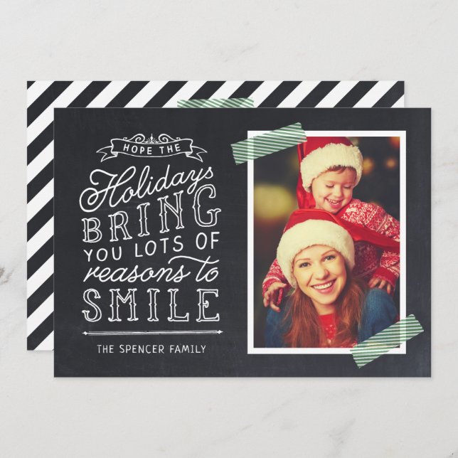 Chalkboard Letters Carte photo de vacances (Devant / Derrière)