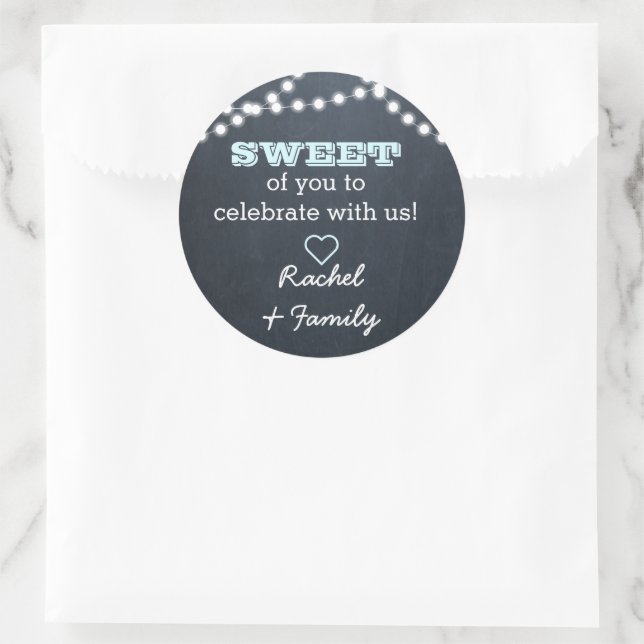 Chalkboard Lights Aqua Sweet Treat Sticker (Sac)