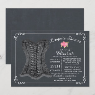 Chalkboard Lingerie Bridal Shower Invitation