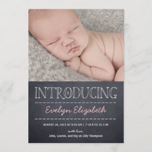 Chalkboard Look Faire-part de naissance - rose