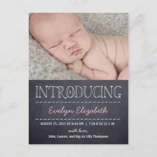 Chalkboard Look Faire-part de naissance - rose