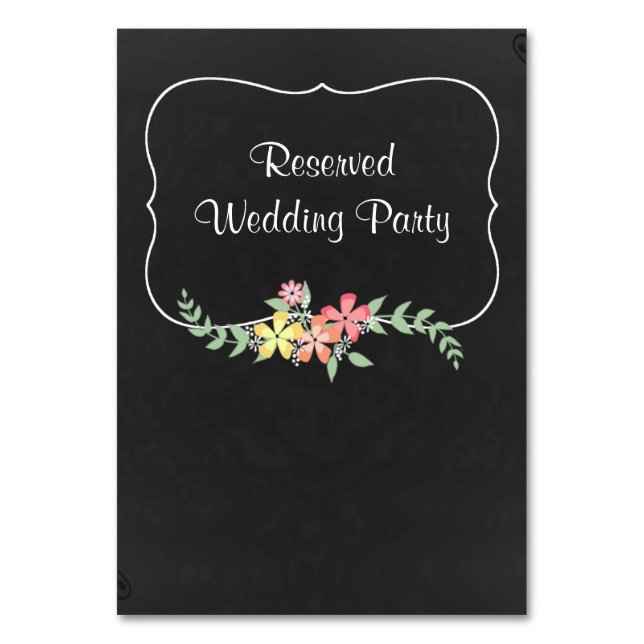 Chalkboard Look Floral Mariage carte de table (Par défaut)