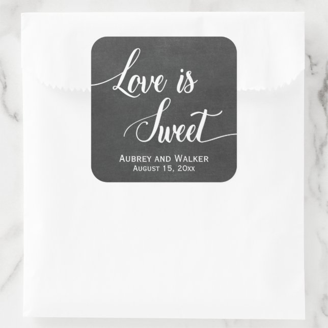 Chalkboard Love is Sweet Wedding Favor Stickers (Sac)