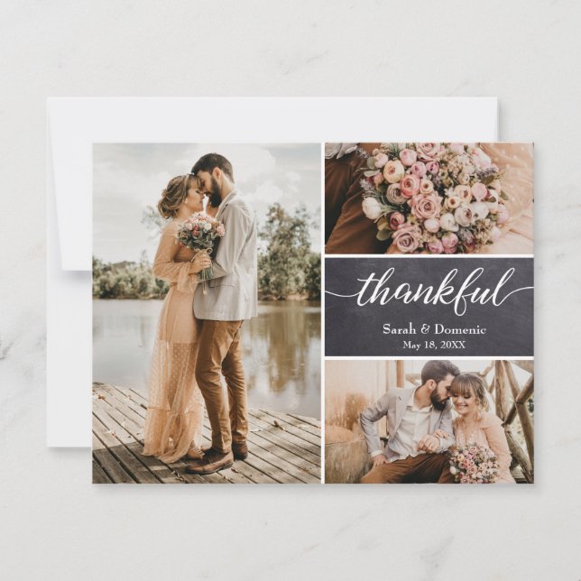 Chalkboard Mariage Thankful Custom Photo Collage (Devant)