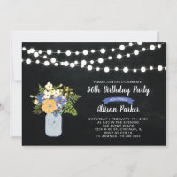 Chalkboard, Mason Jar 50e Anniversaire Invitation