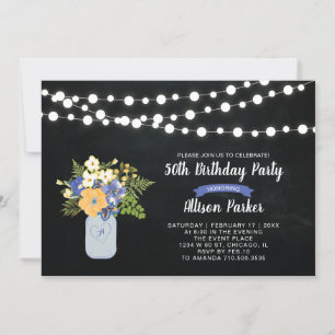 Chalkboard, Mason Jar 50e Anniversaire Invitation