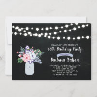 Chalkboard, Mason Jar 60e Anniversaire Invitation
