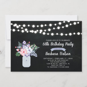 Chalkboard, Mason Jar 60e Anniversaire Invitation