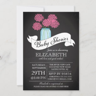 Chalkboard Mason Jar Baby shower Invitation