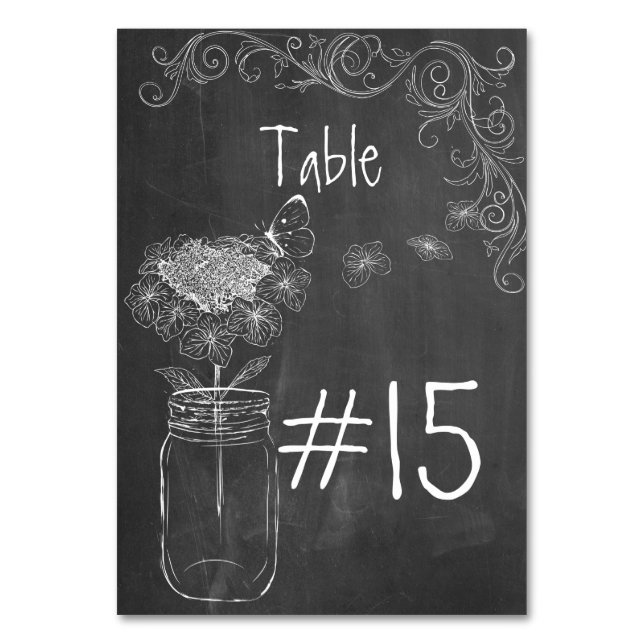 CHALKBOARD MASON JAR GARDEN MARIAGE CARTE DE TABLE (Dos)