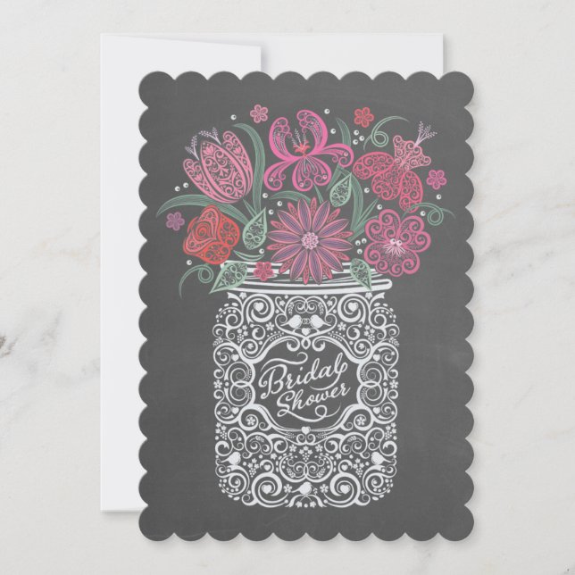 Chalkboard Mason Jar Invitation de la douche nupti (Devant)