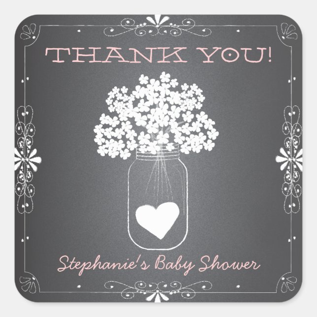 Chalkboard Mason Jar Merci Favoriser Stickers (Devant)