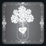 Chalkboard Mason Jar Stickers Favonalized<br><div class="desc">Le style chalkboard branché présente une jolie jarre de mason pleine fleurs d'hydrangée blanche et est accentué d'un coeur qui tient les initiales des couples. Coordonner avec beauté tous nos produits et invitations de style tableau noir.</div>