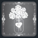 Chalkboard Mason Jar Stickers Favonalized<br><div class="desc">Le style chalkboard branché présente une jolie jarre de mason pleine fleurs d'hydrangée blanche et est accentué d'un coeur qui tient les initiales des couples. Coordonner avec beauté tous nos produits et invitations de style tableau noir.</div>