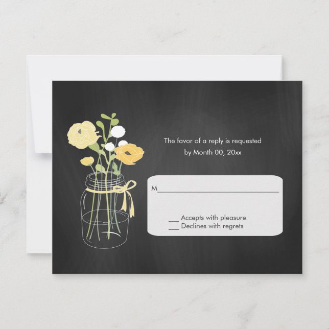 Chalkboard Mason Jar Wedding Cartes RSVP (Devant)