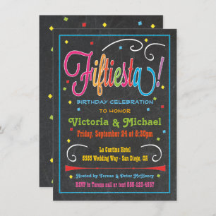 Chalkboard Mexican Fiesta 50th Party Invitation