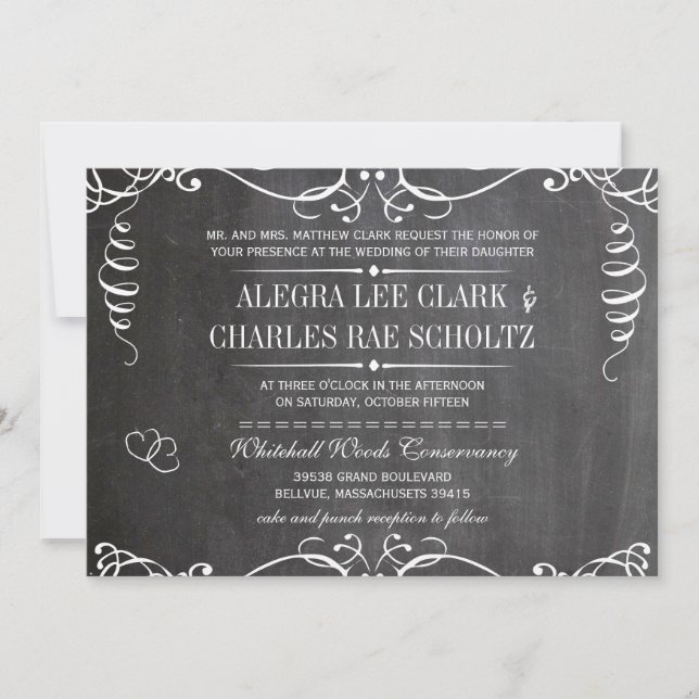 Chalkboard Moderne Typographie Vintage Invitation (Devant)